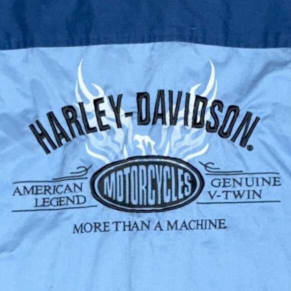 EUC Men's HARLEY DAVIDSON Embroidered Camp Collar Two-Toned Blue Shirt | Size XL - Picture 3 of 5